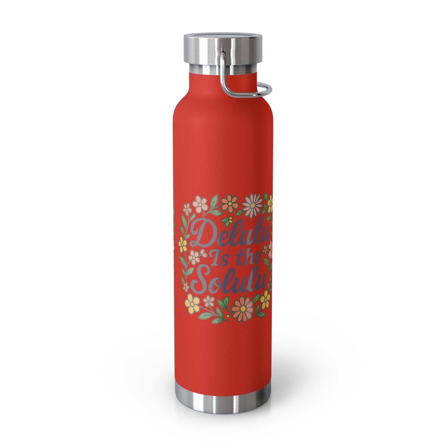 Delulu is the Solulu Floral Insulated Water Bottle with Motivational Quote, 22oz Copper Vacuum Flask, Eco-Friendly Gift for Her, Summer Hydration, Nature [...]