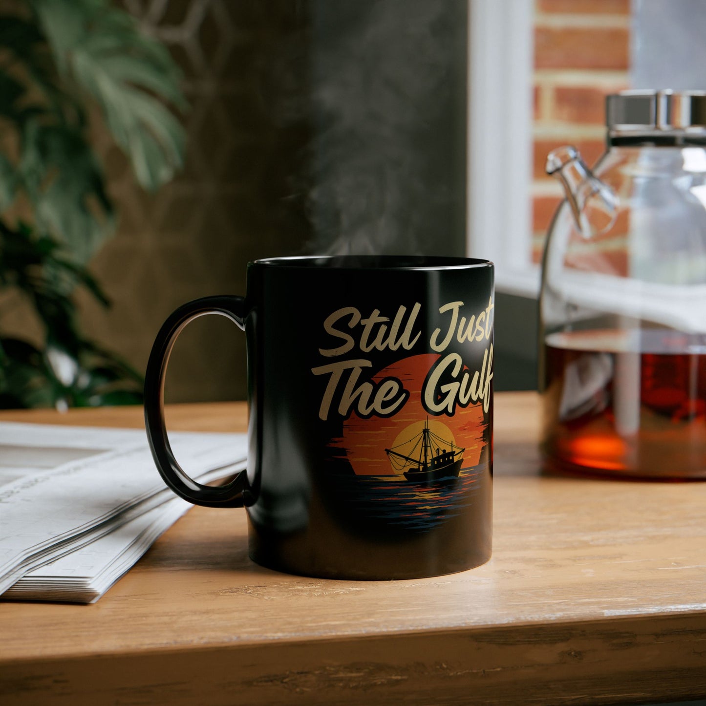 Still Just The Gulf Black Mug - 11oz & 15oz, Perfect for Coffee Lovers and Beach Enthusiasts