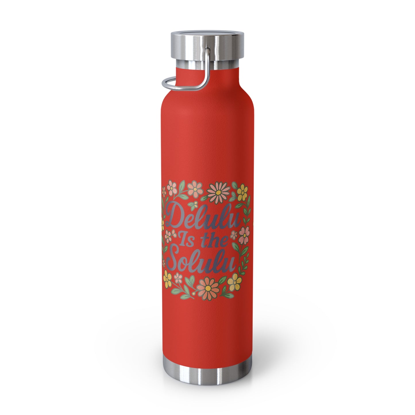 Delulu is the Solulu Floral Insulated Water Bottle with Motivational Quote, 22oz Copper Vacuum Flask, Eco-Friendly Gift for Her, Summer Hydration, Nature [...]