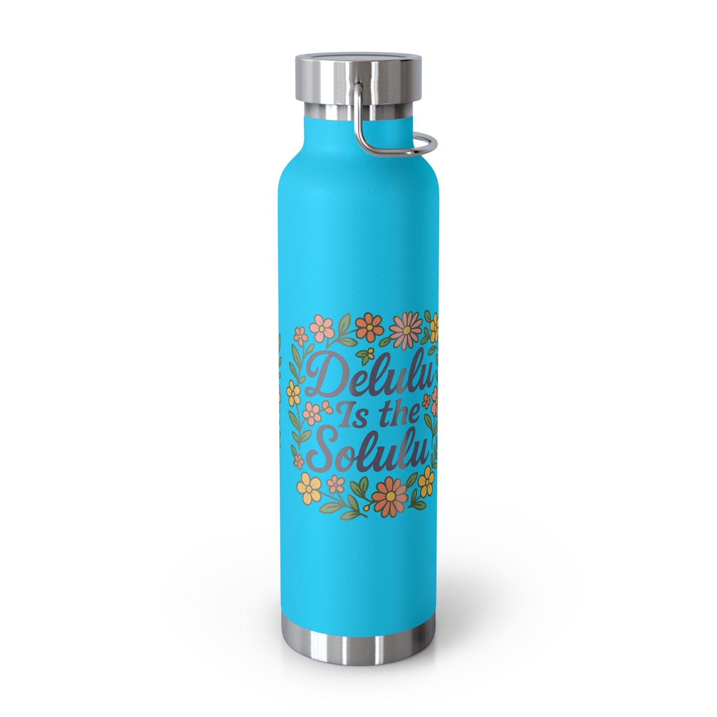Delulu is the Solulu Floral Insulated Water Bottle with Motivational Quote, 22oz Copper Vacuum Flask, Eco-Friendly Gift for Her, Summer Hydration, Nature [...]
