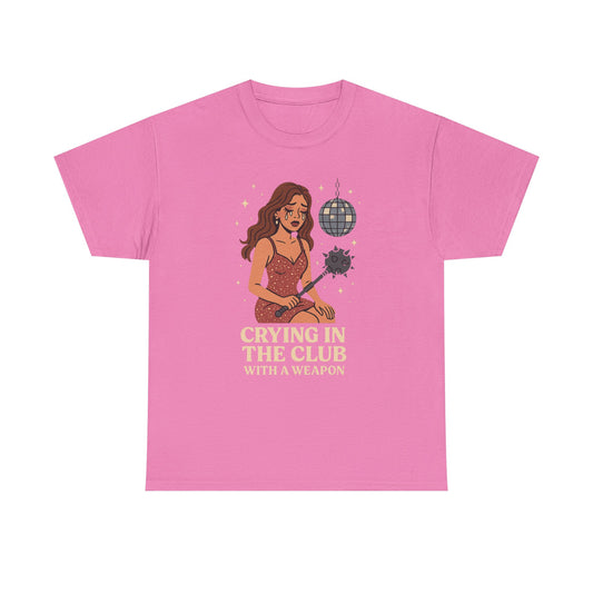 Crying in the Club Tee, Unisex Cotton Tee, Fun Party Shirt, Clubwear, Gift for Friends, Casual Statement Top