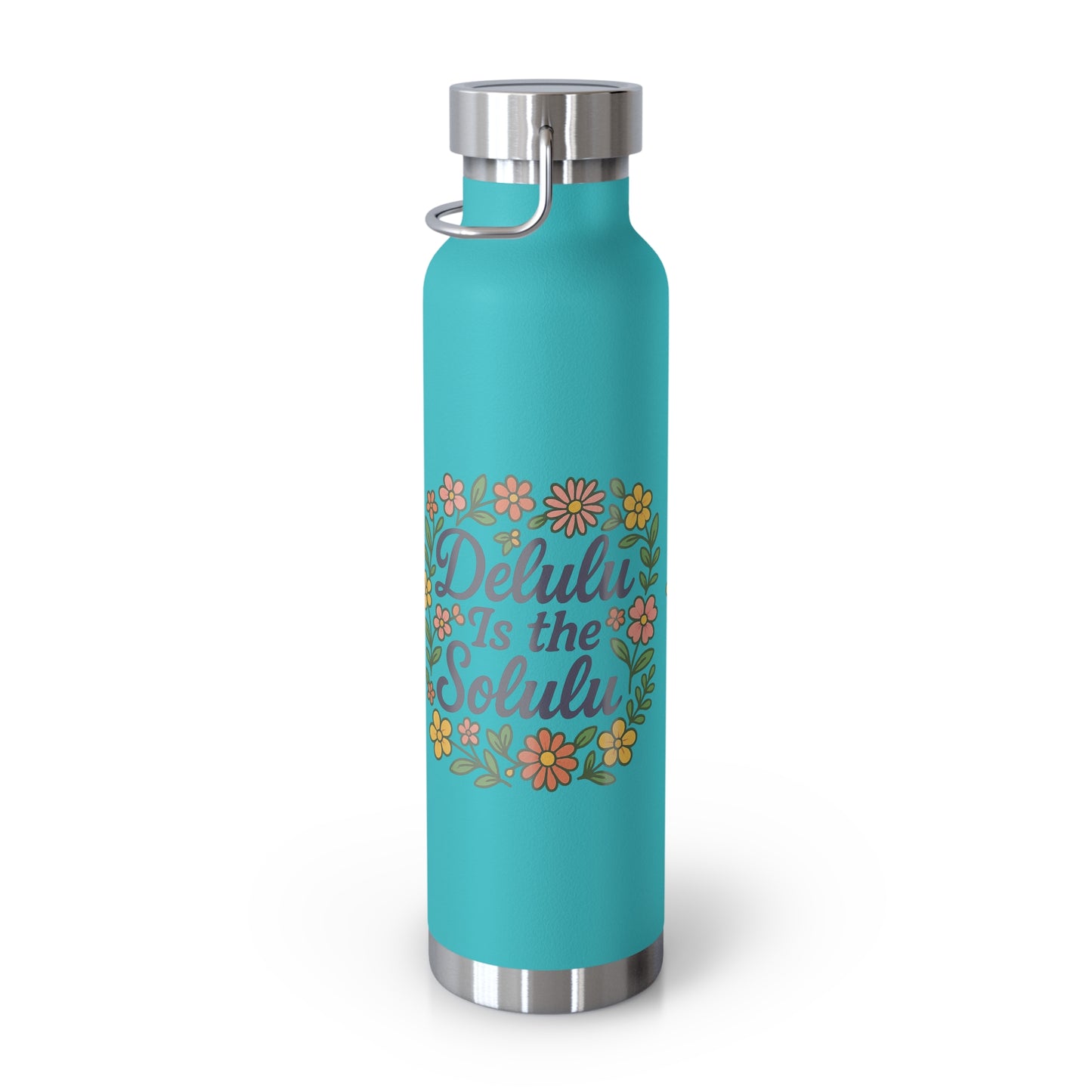 Delulu is the Solulu Floral Insulated Water Bottle with Motivational Quote, 22oz Copper Vacuum Flask, Eco-Friendly Gift for Her, Summer Hydration, Nature [...]
