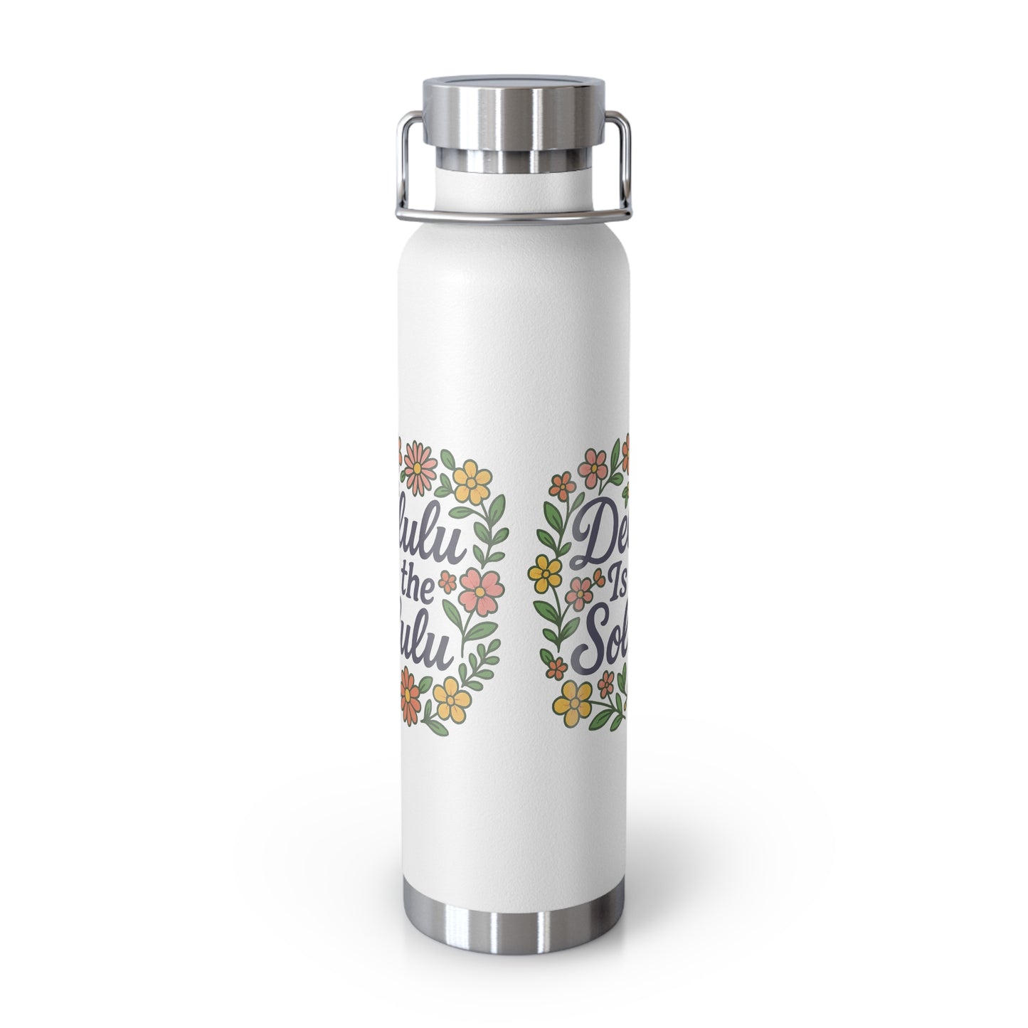 Delulu is the Solulu Floral Insulated Water Bottle with Motivational Quote, 22oz Copper Vacuum Flask, Eco-Friendly Gift for Her, Summer Hydration, Nature [...]