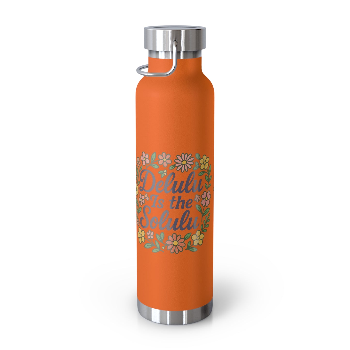 Delulu is the Solulu Floral Insulated Water Bottle with Motivational Quote, 22oz Copper Vacuum Flask, Eco-Friendly Gift for Her, Summer Hydration, Nature [...]