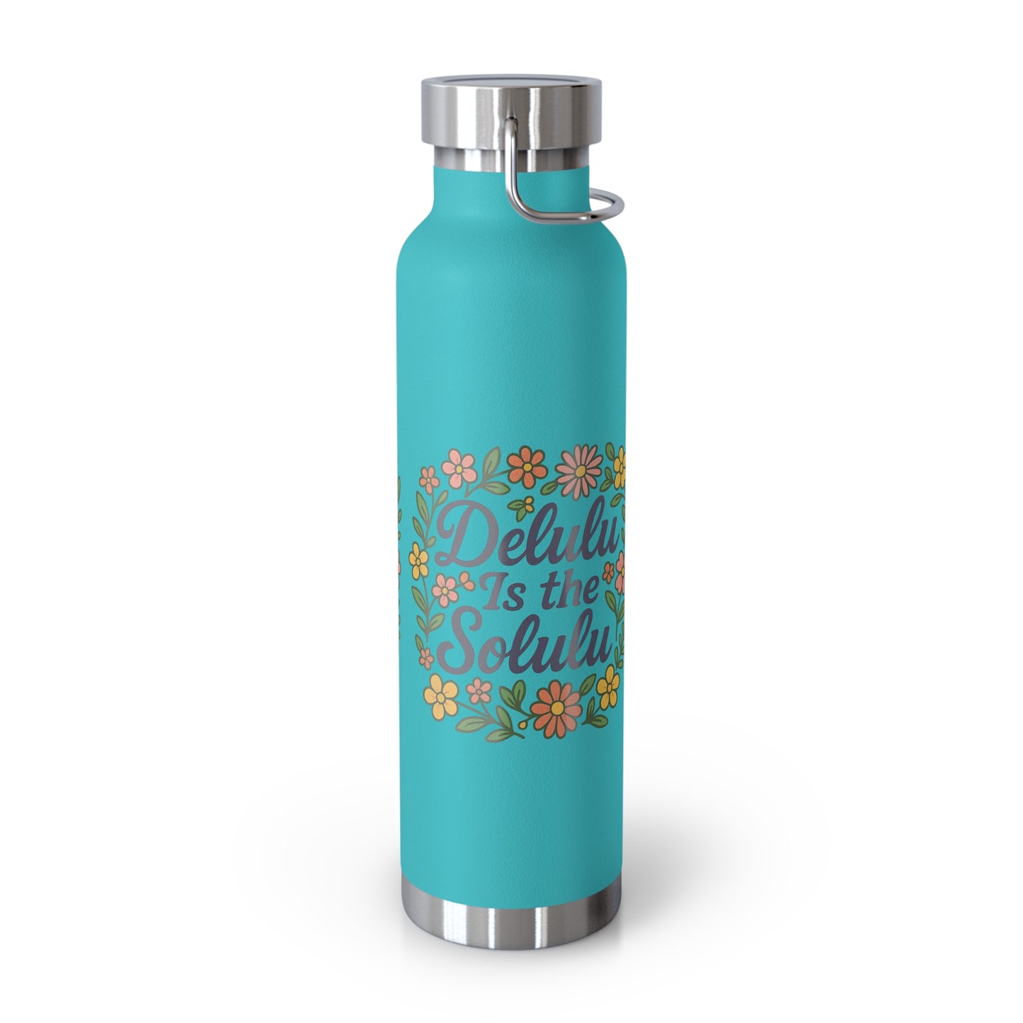 Delulu is the Solulu Floral Insulated Water Bottle with Motivational Quote, 22oz Copper Vacuum Flask, Eco-Friendly Gift for Her, Summer Hydration, Nature [...]