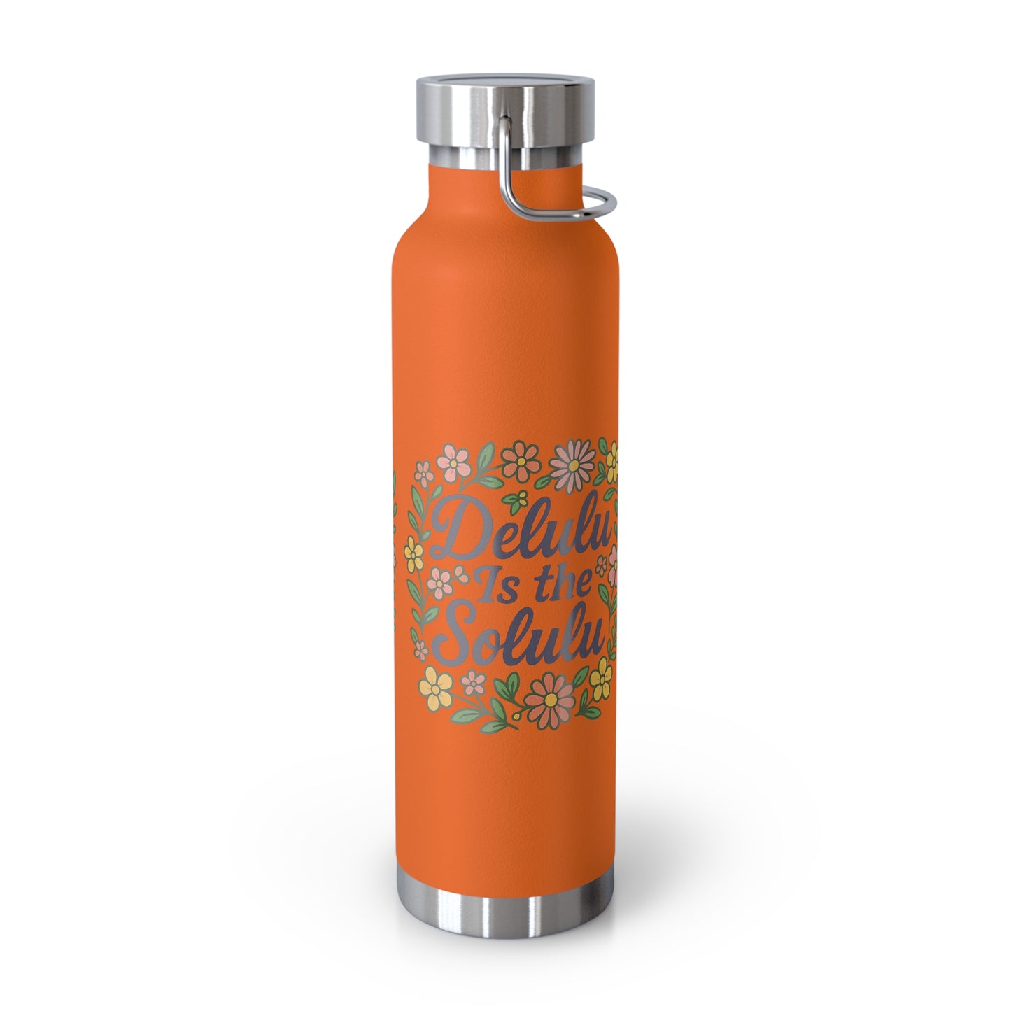 Delulu is the Solulu Floral Insulated Water Bottle with Motivational Quote, 22oz Copper Vacuum Flask, Eco-Friendly Gift for Her, Summer Hydration, Nature [...]