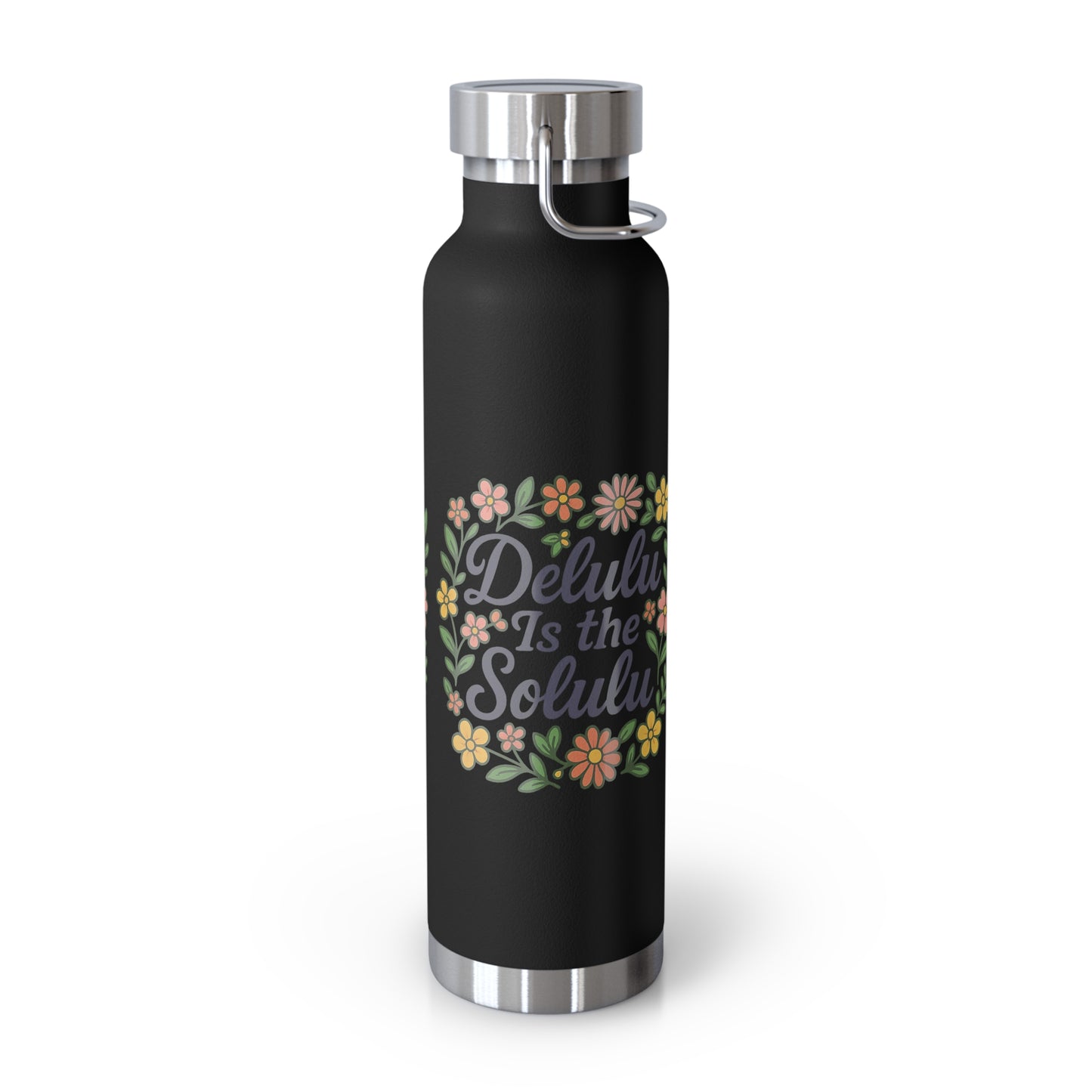 Delulu is the Solulu Floral Insulated Water Bottle with Motivational Quote, 22oz Copper Vacuum Flask, Eco-Friendly Gift for Her, Summer Hydration, Nature [...]