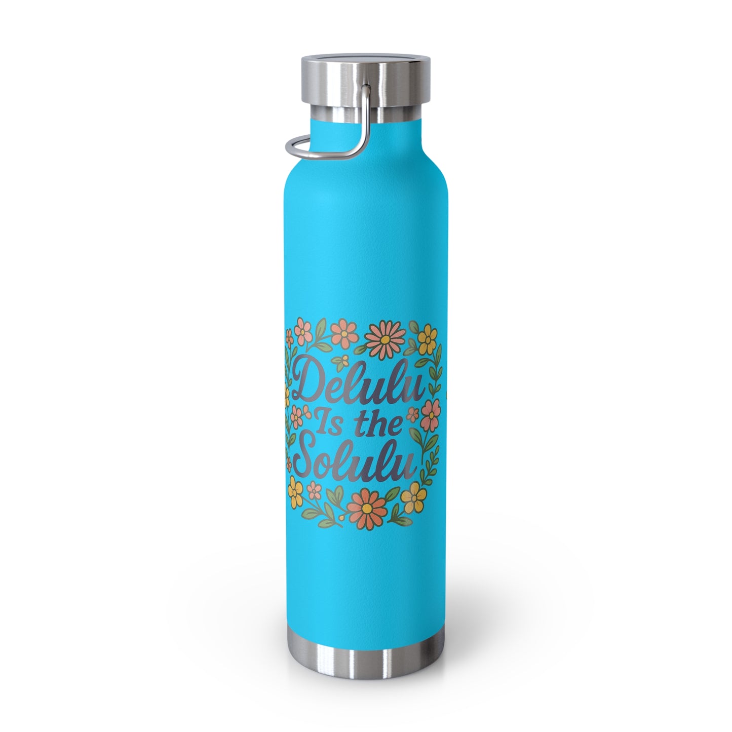 Delulu is the Solulu Floral Insulated Water Bottle with Motivational Quote, 22oz Copper Vacuum Flask, Eco-Friendly Gift for Her, Summer Hydration, Nature [...]